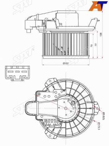 3 499 р. Мотор отопителя салона TOYOTA AURIS 06-/BLADE 06-12/COROLLA 12-/RAV4 05-18/MARK X 07-13/SAI 09-18(RH SAT ST-87103-42070, st8710342070 SAT ST-87103-42070  с доставкой в г. Вологда. Увеличить фотографию 3