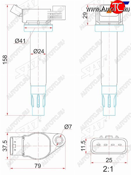 1 399 р. Катушка зажигания TOYOTA KLUGERHIGLANDER MCU2#RX300330350 MCU3# 03- 3MZ-FE SAT ST-90919-02246  с доставкой в г. Вологда