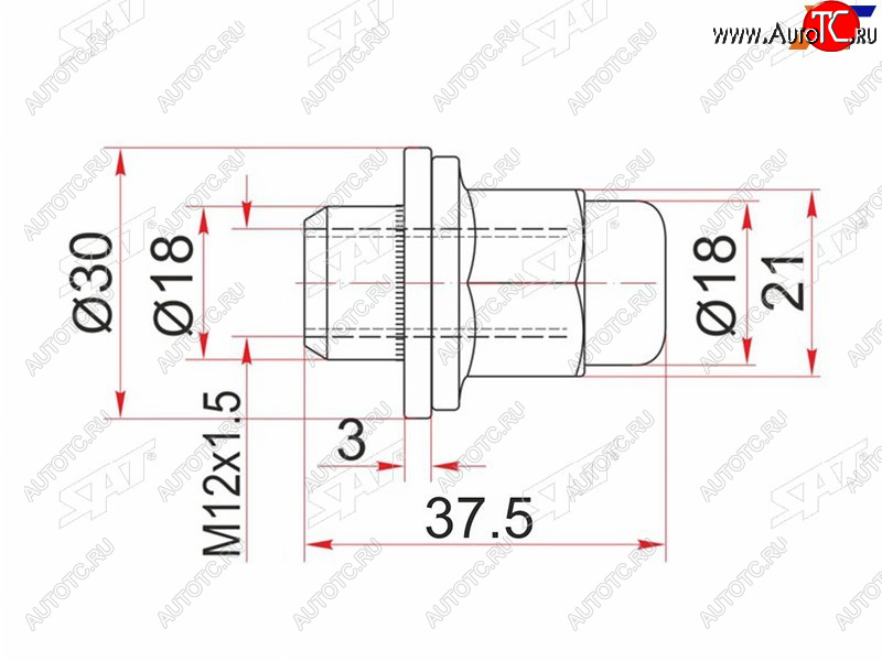 160 р. Гайка колесная закрытая чёрная TOYOTA HILUXLAND CRUISER PRADOTACOMAWILL VS SAT ST-90942-01077  с доставкой в г. Вологда