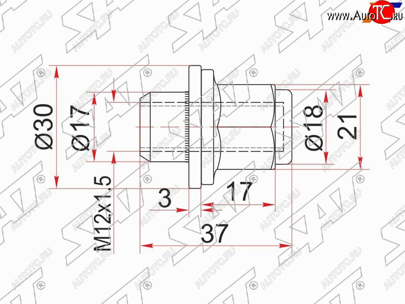 239 р. Гайка колесная хром закрытая HYUNDAIKIALEXUSMITSUBISHITOYOTA SAT ST-90942-01033  с доставкой в г. Вологда
