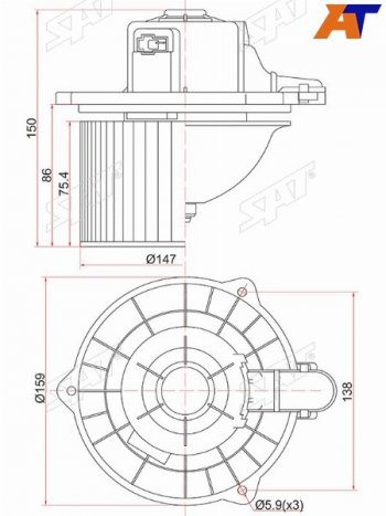 Мотор отопителя салона Hyundai Getz 02-11  Accent 99-12 SAT ST-97112-1C000
