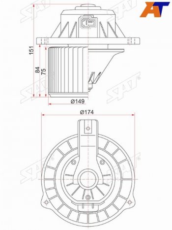 Мотор отопителя салона Hyundai Solaris 10-17  Kia Rio 11-17  Hyundai Accent 11-17 SAT ST-97111-4L000