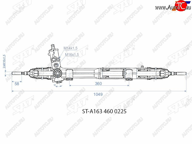 30 599 р. Рейка рулевая M14х1,5.16х1,5 SAT  Mercedes-Benz ML class  W163 (2001-2005) рестайлинг  с доставкой в г. Вологда