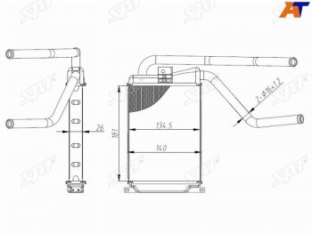 1 739 р. Радиатор отопителя салона DAEWOO NEXIA 08- SAT ST-DW25-395-A0  с доставкой в г. Вологда. Увеличить фотографию 3