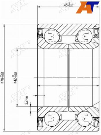 1 289 р. Подшипник передней ступицы FORD ESCAPEMAVERICKMAZDA TRIBUTE 00- SAT ST-EC01-33-048  с доставкой в г. Вологда. Увеличить фотографию 2