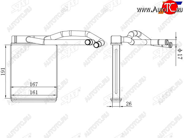 2 199 р. Радиатор отопителя салона HYUNDAI TERRACAN 01- SAT ST-HY12-395-0  с доставкой в г. Вологда