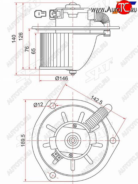 3 999 р. Мотор отопителя салона Hino Dutro 02-11  Mitsubishi Fuso Canter FE5 93-02  Fuso Canter FE6 93-02  SAT ST-MC140941  с доставкой в г. Вологда