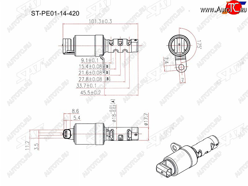 1 799 р. Клапан изменения фаз ГРМ MAZDA CX-5 11- MAZDA 2 14- MAZDA 3 13- MAZDA 6 12- SAT ST-PE01-14-420  с доставкой в г. Вологда