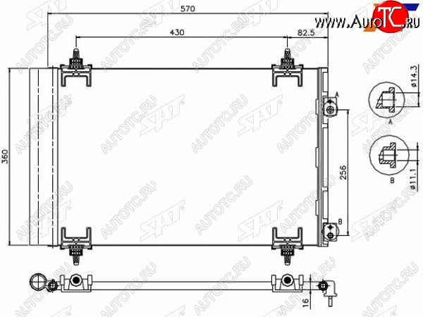 3 499 р. Радиатор кондиционера Citroen Berlingo 08-22  C4 04-11  C4 Picasso 07-14  Peugeot 308 07-15  Cit SAT ST-PG38-394-0  с доставкой в г. Вологда