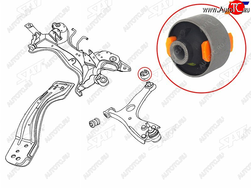 799 р. Сайлентблок Chery Tiggo T11 05-16  Mitsubishi ASX 10-20  Lancer 02-17  Outlander 02-22  Toyota A SAT ST-T11-2909080  с доставкой в г. Вологда