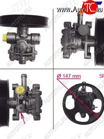 6 199 р. Насос ГУР MMC COLTLANCER 1.3-1.6 96-07 SAT ST-VP47  с доставкой в г. Вологда