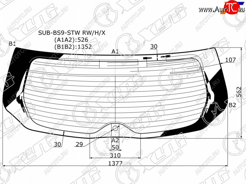 13 749 р. Стекло заднее (Цвет зеленый Обогрев Антенна 5D WGN) Subaru Legacy 15-19  Outback 14-21 XYG SUB-BS9-STW RW/H/X  с доставкой в г. Вологда