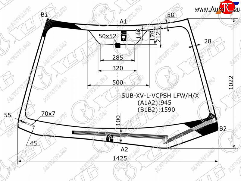 7 699 р. Стекло лобовое (Обогрев щеток Датчик дождя) Subaru Impreza 11-16  XV 11-17  Impreza WRX 14-21  I XYG SUB-XV-L-VCPSH LFW/H/X  с доставкой в г. Вологда