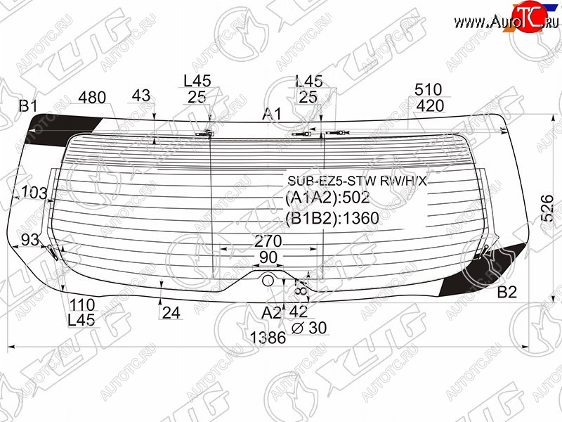 9 949 р. Стекло заднее (Цвет зеленый Обогрев Антенна 5D WGN) Subaru Legacy 09-15  Outback 09-15 XYG SUB-EZ5-STW RW/H/X  с доставкой в г. Вологда