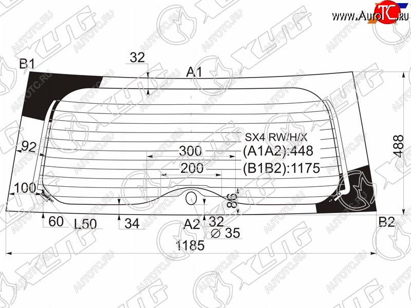6 599 р. Стекло заднее (Цвет зеленый Обогрев 5D HBK) Suzuki SX4 06-16  Fiat Sedici 06-11 XYG SX4 RW/H/X  с доставкой в г. Вологда