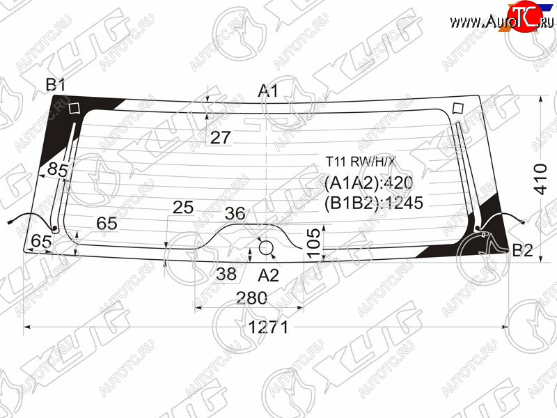9 749 р. Стекло заднее (Цвет зеленый Обогрев Антенна) Chery Tiggo T11 05-16  Vortex Tingo 10-14 XYG T11 RW/H/X  с доставкой в г. Вологда