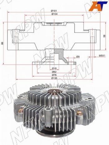6 999 р. Вискомуфта TOYOTA HILUX 15- 2TR NPW T-163F  с доставкой в г. Вологда. Увеличить фотографию 2