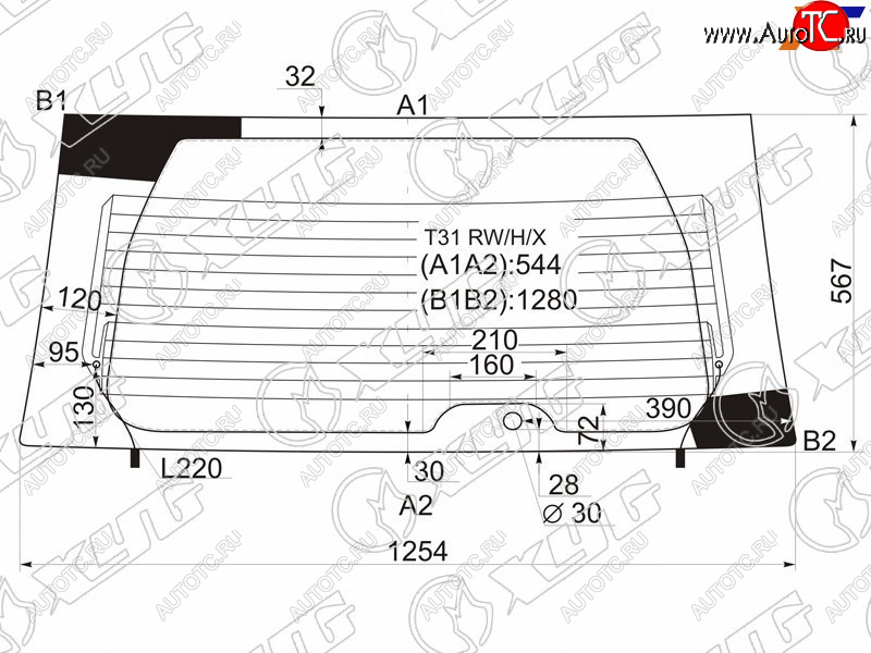 7 899 р. Стекло заднее (Цвет зеленый Обогрев) Nissan X-Trail 07-15 XYG T31 RW/H/X  с доставкой в г. Вологда