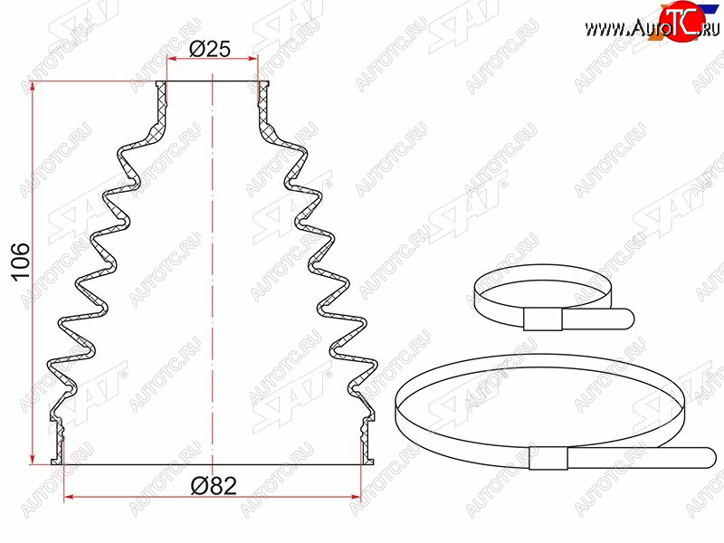 399 р. Пыльник шруса наружный RENAULT LOGAN 10- NISSAN TEANA J32HYUNDAI CRETA 2,0 АКПП 15- 2WD4WD(2 хому SAT TC-114  с доставкой в г. Вологда
