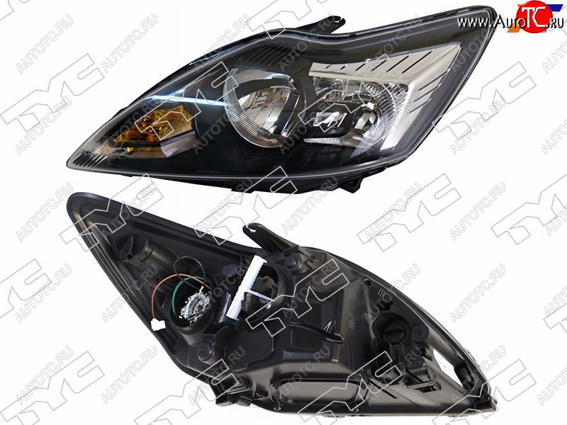 5 599 р. Фара левая (с электрокорректором, черная) TYC  Ford Focus  2 (2007-2011) универсал рестайлинг, хэтчбэк 3 дв. рестайлинг, хэтчбэк 5 дв. рестайлинг  с доставкой в г. Вологда