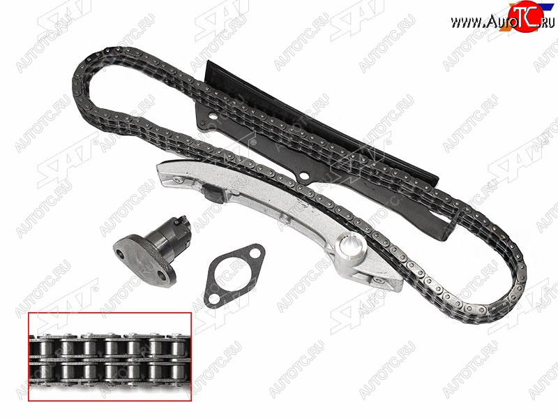 5 849 р. Комплект цепи ГРМ MITSUBISHI PAJERODELICA 4M40 93- цепь двухрядная SAT TK-MB204-N  с доставкой в г. Вологда
