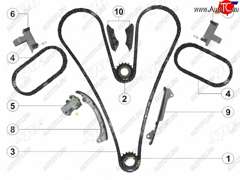 10 899 р. Комплект цепи ГРМ TOYOTA CAMRY,HIGHLANDER,RAV4, LEXUS IS,GS 2-4GR SAT TK-TY212-A  с доставкой в г. Вологда