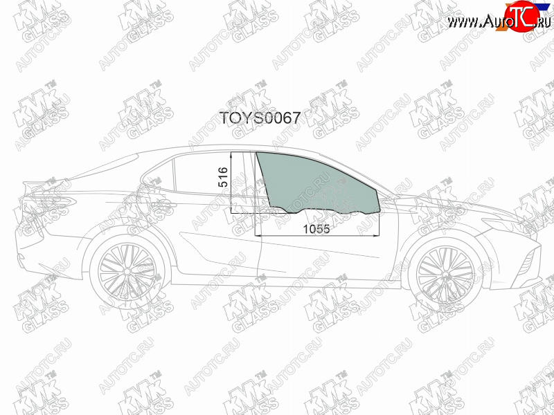 3 199 р. Стекло боковое опускное (Спереди Справа Цвет зеленый) Toyota Camry (XV70) 17-21  Camry UAEUSA 17 KMK TOYS0067  с доставкой в г. Вологда