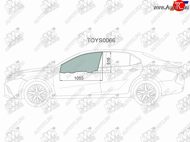 3 199 р. Стекло боковое опускное (Спереди Слева Цвет зеленый) Toyota Camry (XV70) 17-21  Camry UAEUSA 17- KMK TOYS0066  с доставкой в г. Вологда