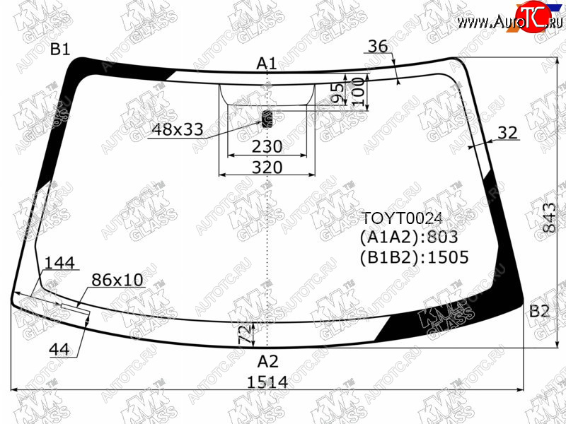 5 599 р. Стекло лобовое TOYOTA CAMRY GRACIA 45D 96-01MARK II QUALIS 97-02                                   KMK TOYT0024  с доставкой в г. Вологда