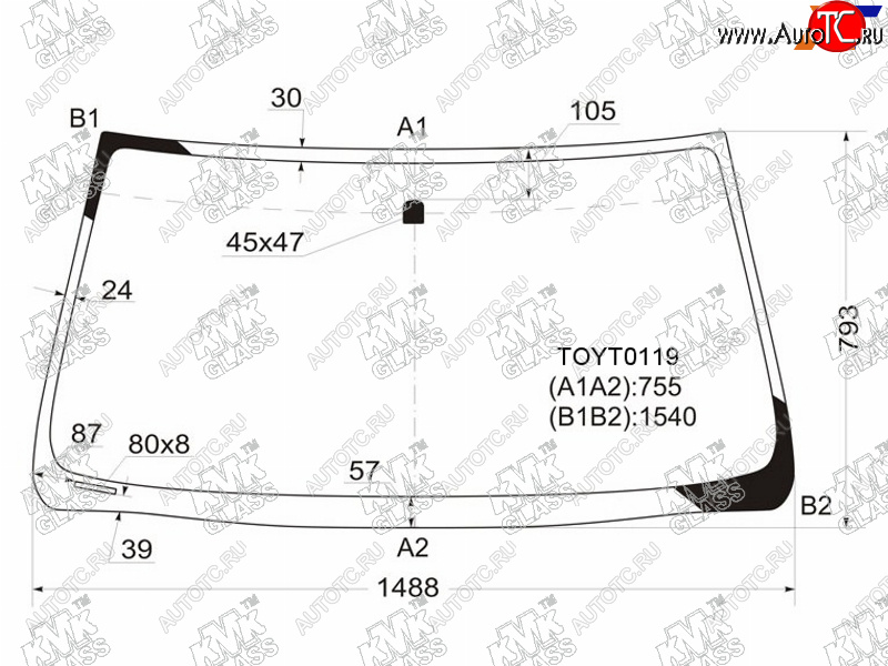 4 699 р. Стекло лобовое TOYOTA LAND CRUISER PRADO 35DLEXUS GX470 02-09                                      KMK TOYT0119  с доставкой в г. Вологда