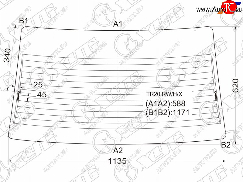 8 749 р. Стекло заднее (Цвет зеленый Обогрев) Toyota Estima 90-99  Estima Emina 92-99  Estima Lucida 92-99 XYG TR20 RW/H  с доставкой в г. Вологда