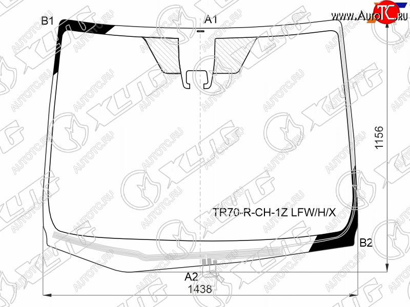 11 999 р. Стекло лобовое (Обогрев щеток Камера) Toyota Noah 14-17  Voxy 14-17  Esquire 14-17 XYG TR70-R-CH-1Z LFW/H/X  с доставкой в г. Вологда