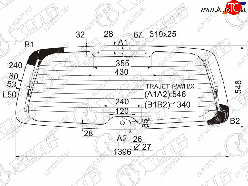 12 449 р. Стекло заднее (Цвет зеленый Обогрев) Hyundai Trajet 99-08 XYG TRAJET RW/H/X  с доставкой в г. Вологда