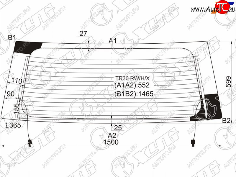 11 249 р. Стекло заднее (Цвет зеленый Обогрев) Toyota Estima 00-05  Previa 00-07 XYG TR30 RW/H/X  с доставкой в г. Вологда