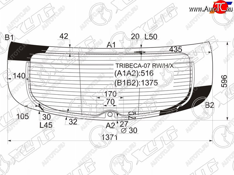 16 649 р. Стекло заднее (Цвет зеленый Обогрев Антенна) Subaru B9 Tribeca 04-07 XYG TRIBECA-07 RW/H/X  с доставкой в г. Вологда