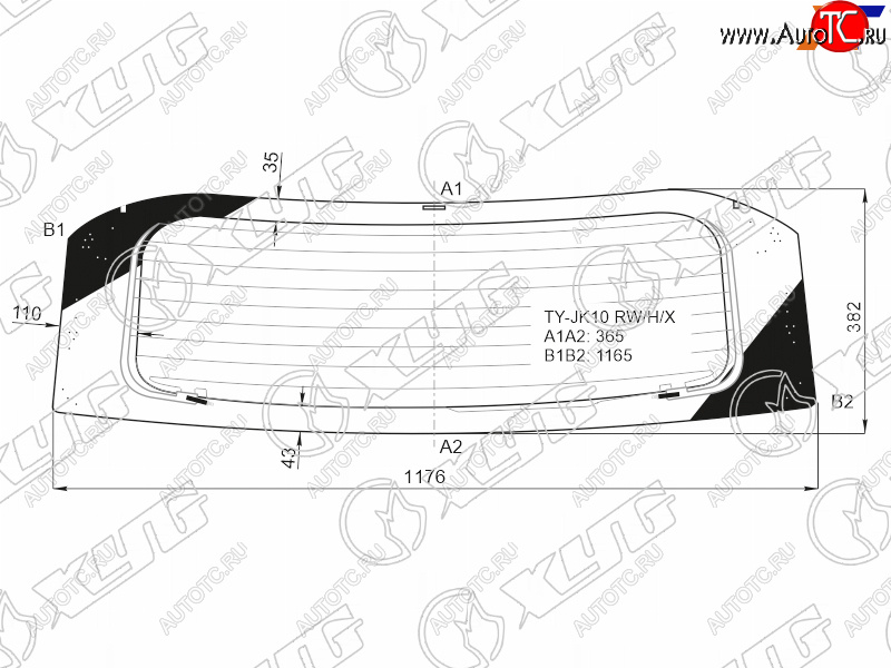 8 299 р. Стекло заднее (Цвет зеленый Обогрев) Toyota Aqua 11-21 XYG TY-JK10 RW/H/X  с доставкой в г. Вологда