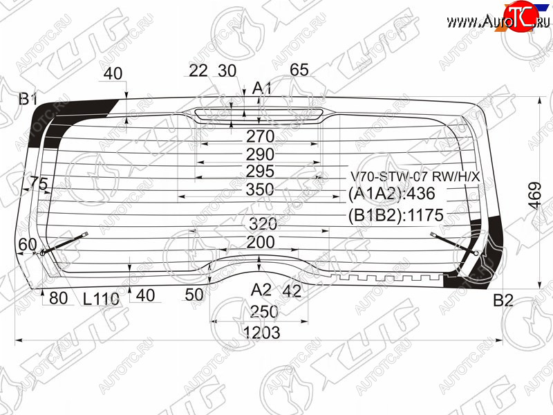 12 449 р. Стекло заднее (Цвет зеленый Обогрев) Volvo V70 07-16  XC70 07-16 XYG V70-STW-07 RW/H/X  с доставкой в г. Вологда