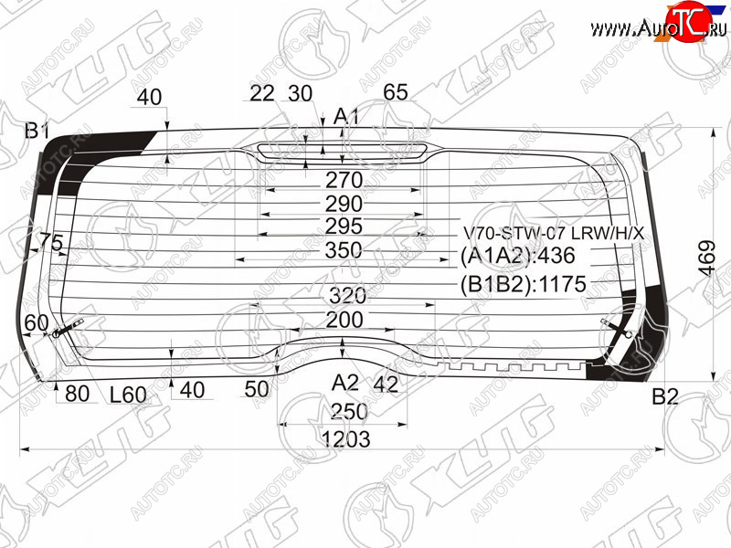 24 699 р. Стекло заднее (Цвет зеленый Триплекс Обогрев) Volvo V70 07-16  XC70 07-16 XYG V70-STW-07 LRW/H/X  с доставкой в г. Вологда