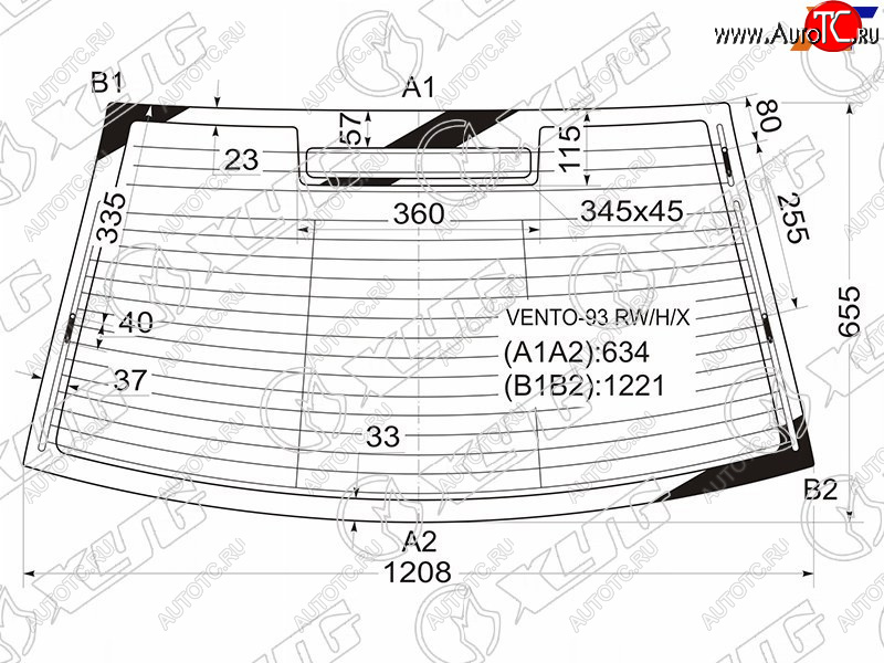 5 699 р. Стекло заднее (Цвет зеленый Обогрев Антенна) Volkswagen Jetta 91-98  Vento 92-95 XYG VENTO-93 RW/H/X  с доставкой в г. Вологда