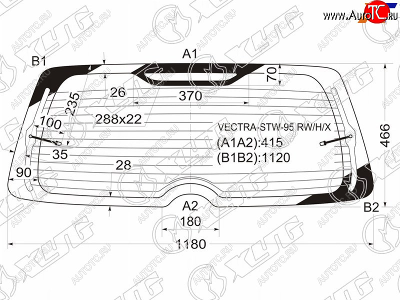 11 699 р. Стекло заднее (Цвет зеленый Обогрев 5D WGN) Opel Vectra 95-03 XYG VECTRA-STW-95 RW/H/X  с доставкой в г. Вологда