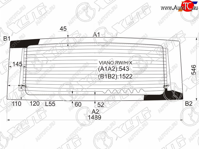8 199 р. Стекло заднее (Цвет зеленый Обогрев) Mercedes-Benz Viano 03-10  Vito 03-10 XYG VIANO RW/H/X  с доставкой в г. Вологда