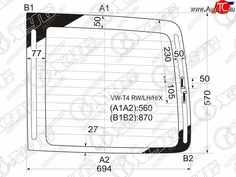 5 399 р. Стекло заднее (Цвет зеленый Обогрев) Volkswagen Transporter 90-03  Caravelle 90-03 XYG VW-T4 RW/LH/H/X  с доставкой в г. Вологда