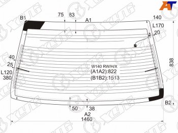 9 849 р. Стекло заднее (Цвет зеленый Обогрев Антенна) Mercedes-Benz S-Class 91-99 XYG W140 RW/H/X  с доставкой в г. Вологда. Увеличить фотографию 1