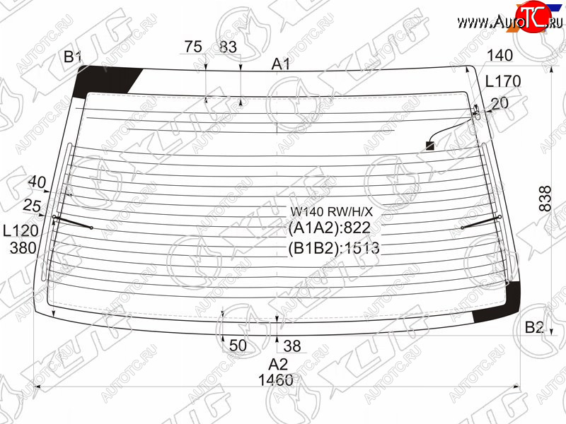 9 849 р. Стекло заднее (Цвет зеленый Обогрев Антенна) Mercedes-Benz S-Class 91-99 XYG W140 RW/H/X  с доставкой в г. Вологда