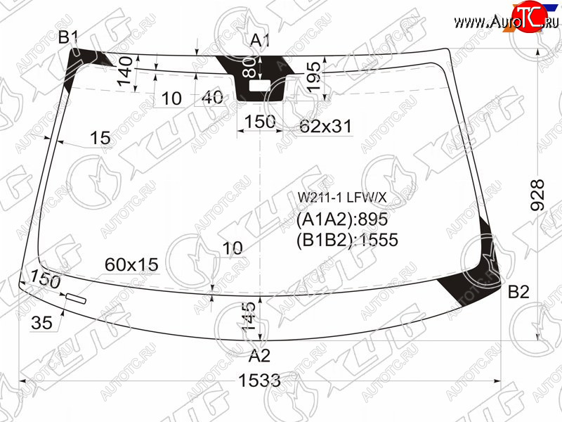 8 999 р. Стекло лобовое (Датчик дождя Панорамная крыша 4D SED5D WGN) Mercedes-Benz E-Class 02-09 XYG W211-1 LFW/X  с доставкой в г. Вологда