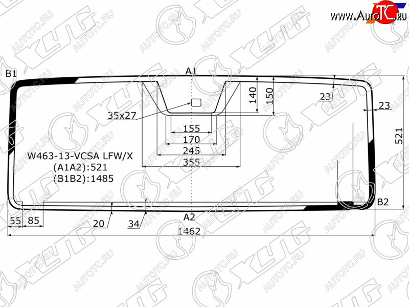 8 649 р. Стекло лобовое (Антенна Датчик дождя) Mercedes-Benz G-Class 12-18 XYG W463-13-VCSA LFW/X  с доставкой в г. Вологда