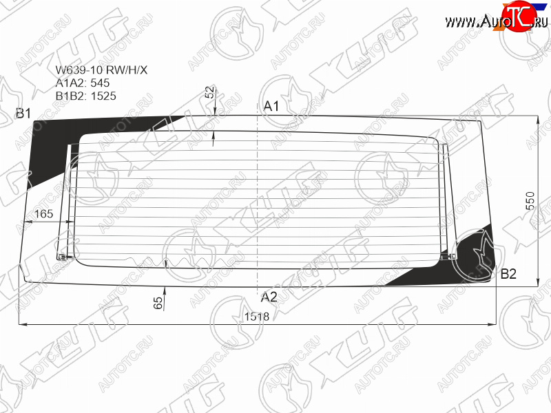 9 749 р. Стекло заднее (Цвет зеленый Обогрев) Mercedes-Benz Viano 10-14  Vito 10-14 XYG W639-10 RW/H/X  с доставкой в г. Вологда