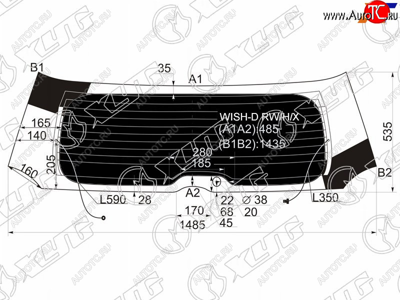 9 749 р. Стекло заднее (Затемненное Обогрев) Toyota Wish 03-09 XYG WISH-D RW/H/X  с доставкой в г. Вологда