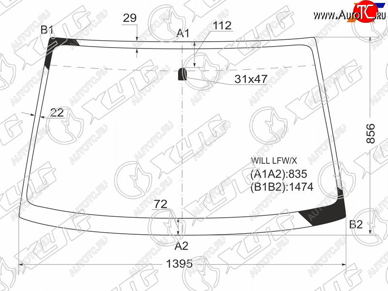 8 649 р. Стекло лобовое TOYOTA WILL VS 01-04 XYG WILL LFW/X  с доставкой в г. Вологда