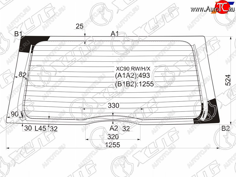 11 749 р. Стекло заднее (Цвет зеленый Обогрев) Volvo XC90 02-14 XYG XC90 RW/H/X  с доставкой в г. Вологда